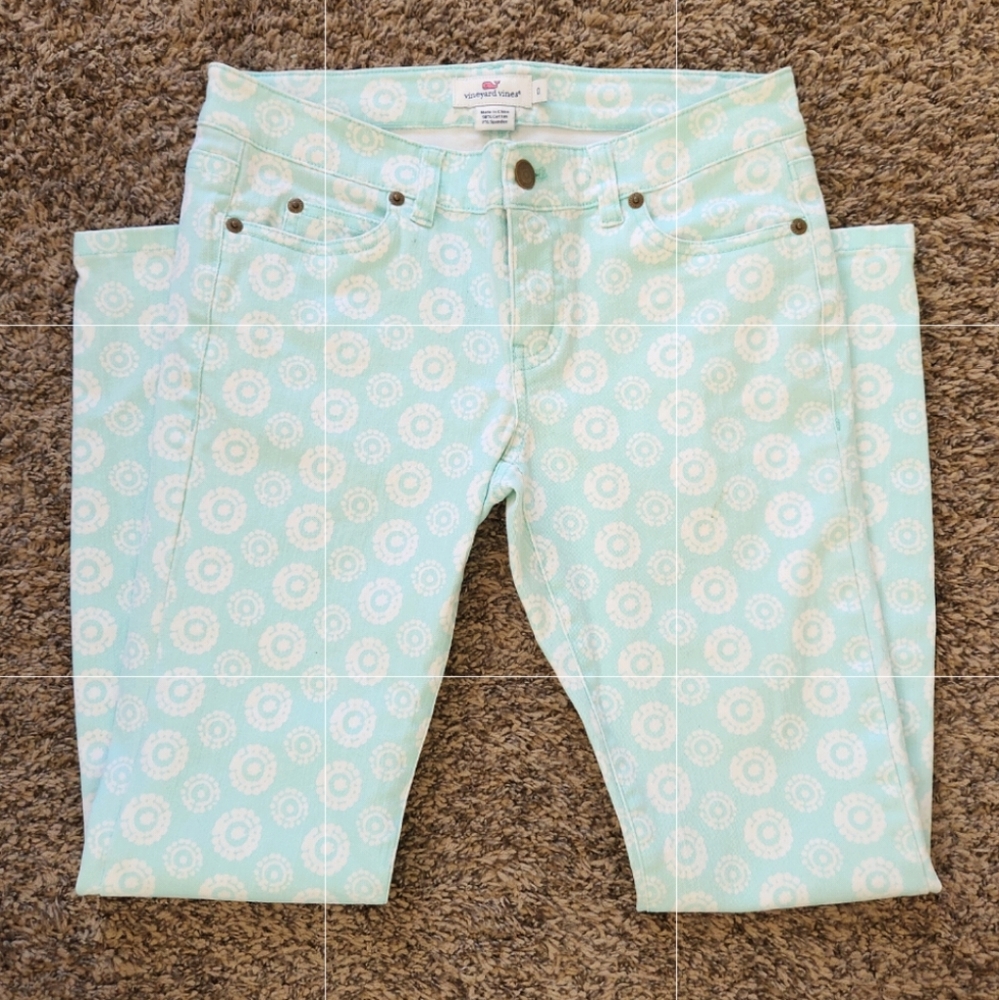 Vineyard Vines Mint Green Medallion Skinny Jeans